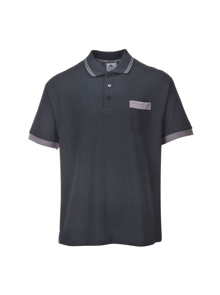 Tricou Polo Portwest Texo Contrast , 4XL, R, Negru