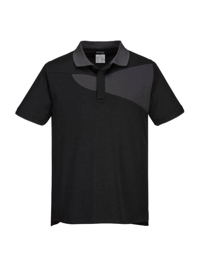 PW3 Tricou Polo HiVis S/S, L, R, Negru/Zoom Gri