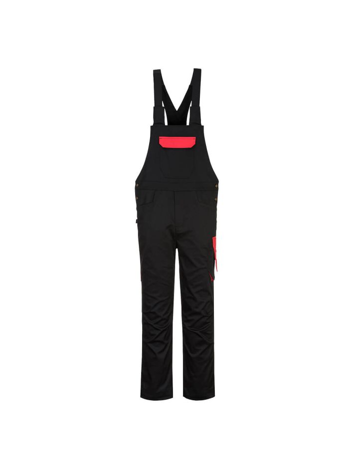 PW2 PAntaloni cu pieptar, L, R, Negru/Rosu