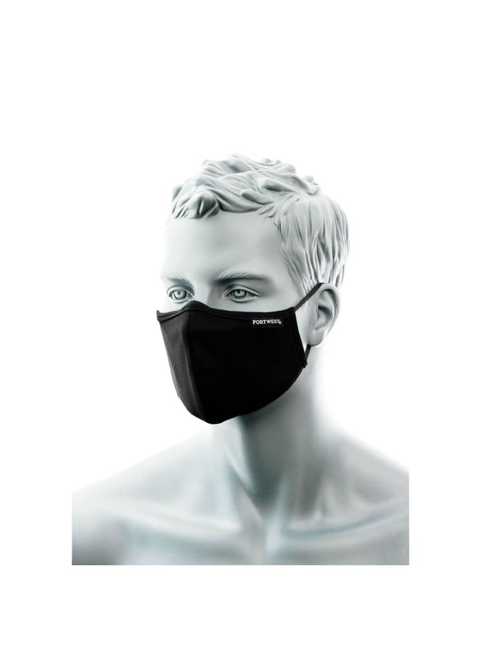 Mască Facială Textilă 2 Antimicrobiană 2 Straturi cu Bandă pentru Nas (25 buc), , R, Negru