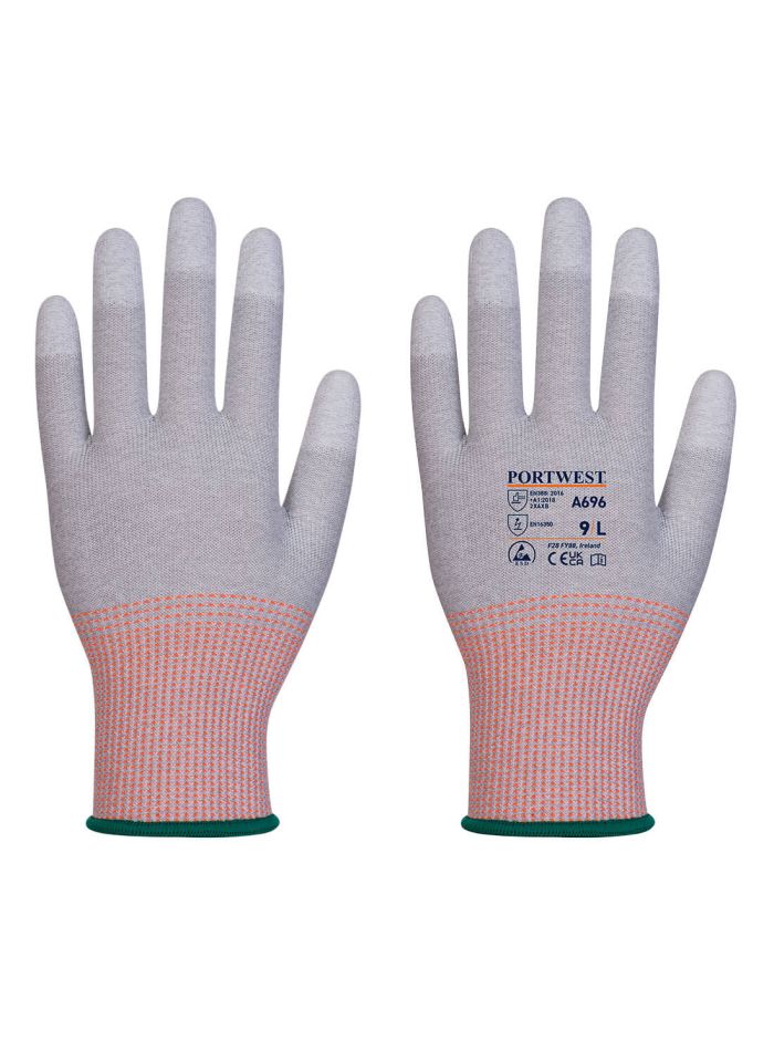 LR13 ESD PU Palm Glove - 12 perechi, L, R, Gri/Alb
