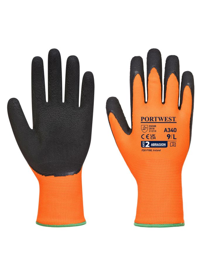 Manusi Hi-Vis Grip - Latex, L, B, Portocaliu/Negru