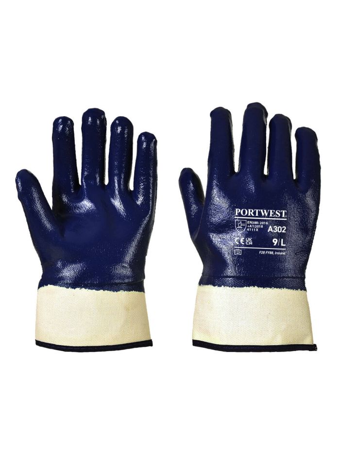 Manusi Total Impregnate Nitrile Safety, L, R, Navy