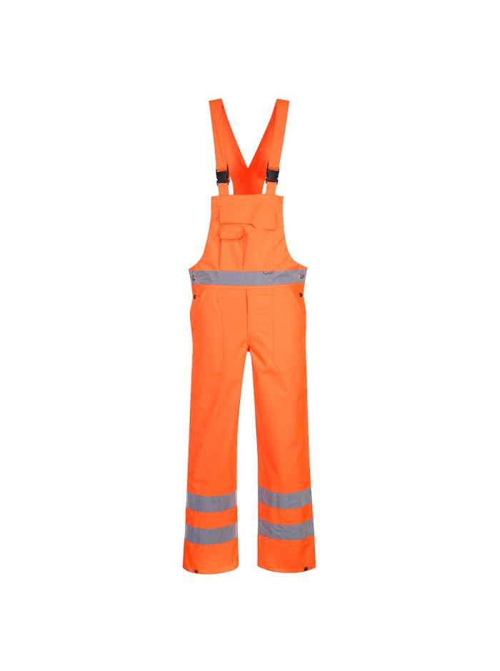 Pantaloni cu pieptar Hi-Vis- necaptusiti, L, R, Portocaliu