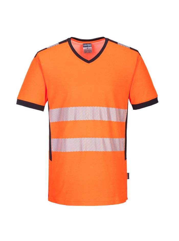 Tricou HiVis în V PW3, 4XL, R, Portocaliu/Negru