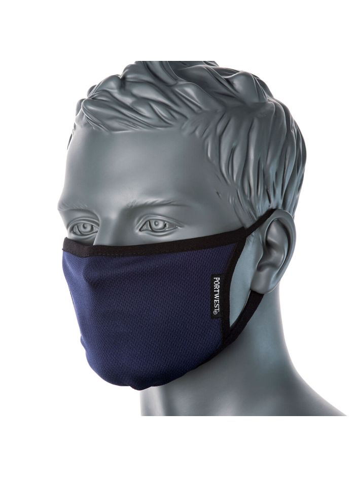 Mască facială din țesătură anti-microbiană cu 3 straturi (Pk25), , R, Navy