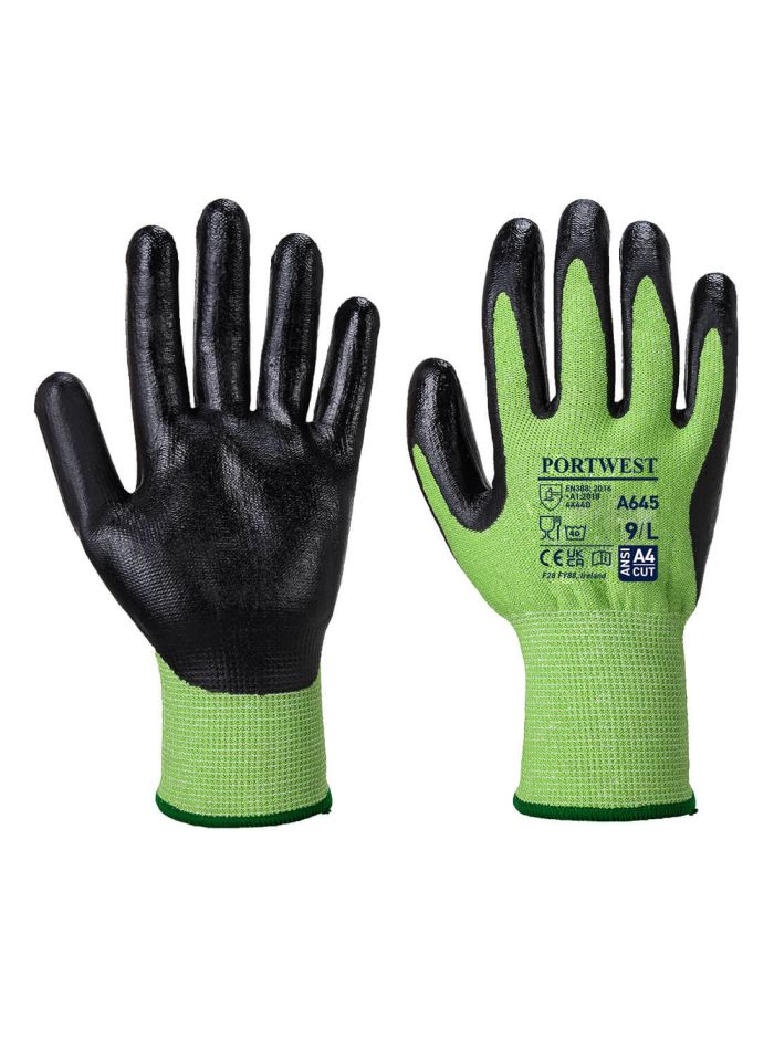 Green Cut- Nitrile Foam, L, R, Verde/Negru