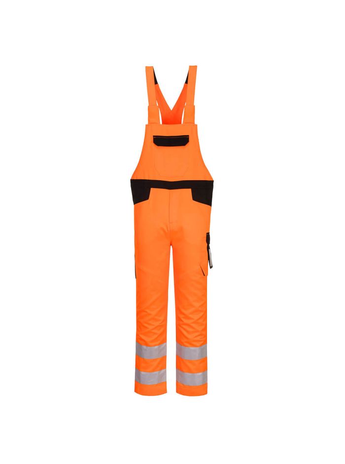 PW2 Pantaloni cu Bretele Hi-Vis, L, R, Portocaliu/Negru