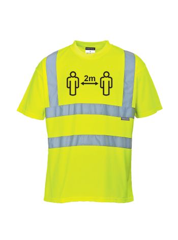 Tricou cu mesaj distantare sociala Hi-Vis, L, R, Galben
