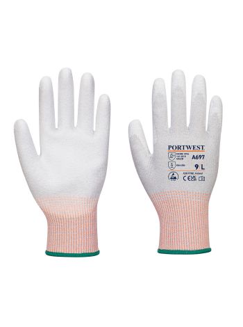 LR13 ESD PU Palm Glove - 12 pachet, L, R, Gri/Alb