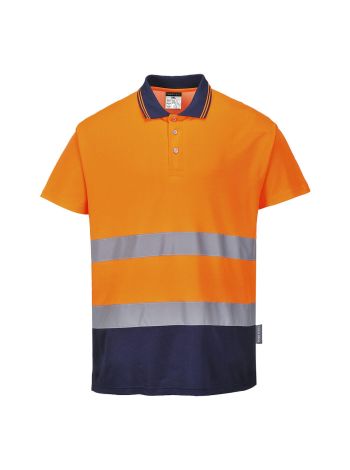 Tricou Polo Bumbac Confort Bicolor, 4XL, R, Portocaliu/Navy
