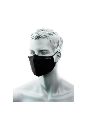 Mască Facială Textilă 2 Antimicrobiană 2 Straturi cu Bandă pentru Nas (25 buc), , R, Negru