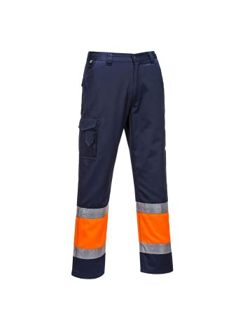 Pantaloni Hi-Vis Two Tone Combat, L, R, Portocaliu/Navy