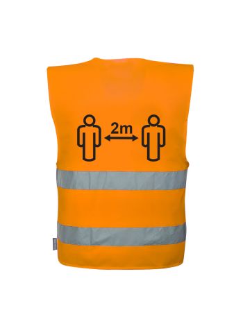 Hi-Vis Social Distancing Vest 2m, L/XL, R, Portocaliu