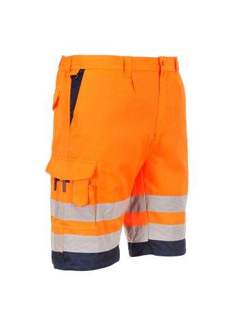 Pantaloni Scurti polibumbac Hi-Vis, L, R, Portocaliu/Navy