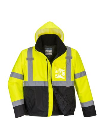 Jacheta Hi-Vis Bomber in Doua Tonuri, 4XL, R, Galben/Negru