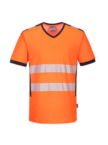 Tricou HiVis în V PW3, 4XL, R, Portocaliu/Negru