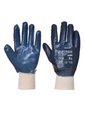 Manusa Nitrile Knitwrist , L, R, Navy