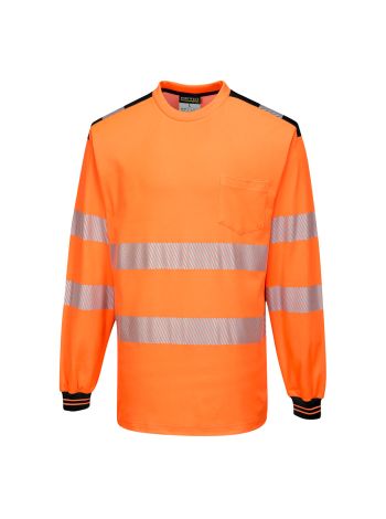 PW3 Hi-Vis Tricou L/S, 4XL, R, Portocaliu/Negru