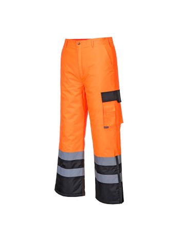 Pantaloni HiVis Contrast Captusiti, M, R, Portocaliu/Negru