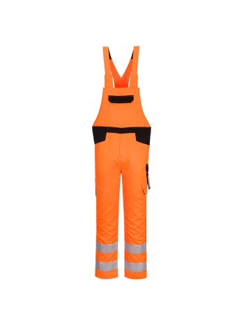 PW2 Pantaloni cu Bretele Hi-Vis, L, R, Portocaliu/Negru